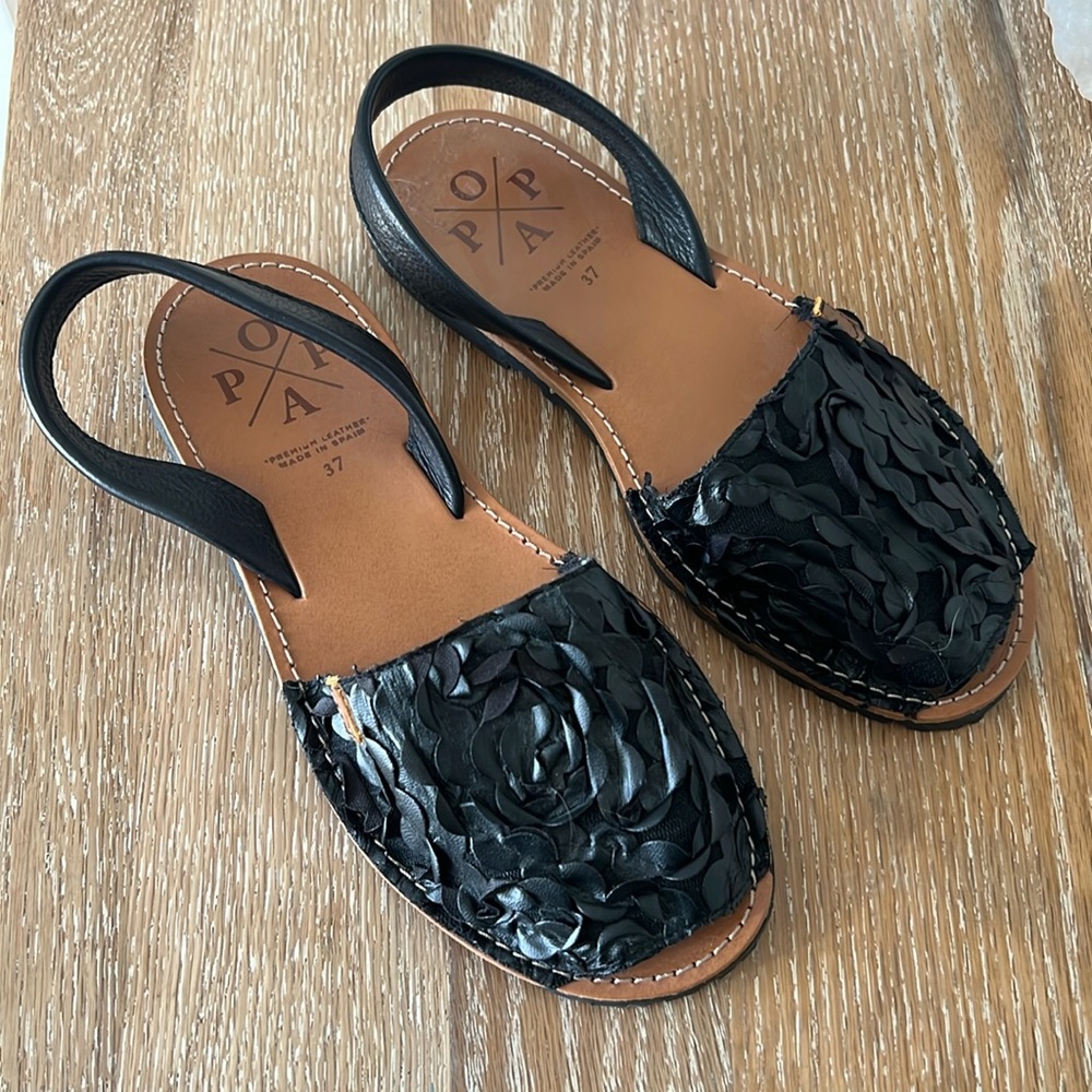 POPA genuine black and brown leather sandals made in Spain